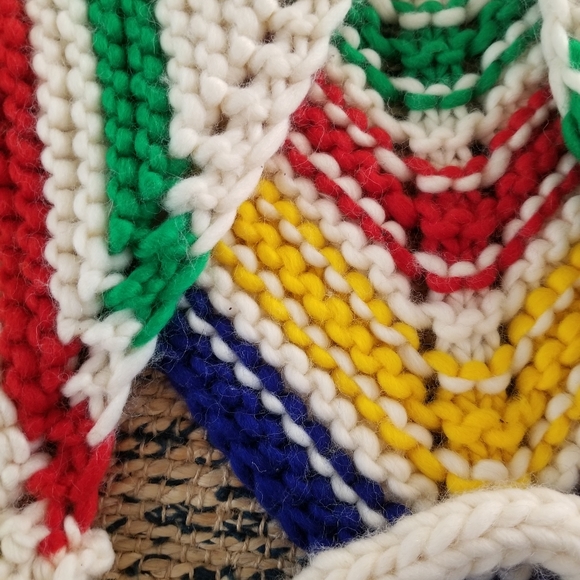 Handmade Ooak Hudson Bay Stripped Knit Poncho and Hat - Picture 6 of 8